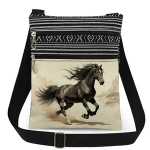 NEW Messenger Bag Purse Adjustable Strap Zip Closure 9.25 x 7.48" Stallion Horse